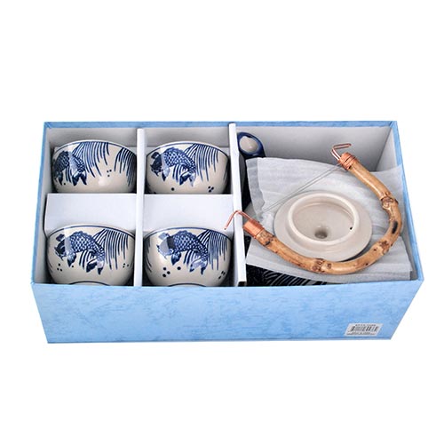 Blue Fish Bamboo Tea Set