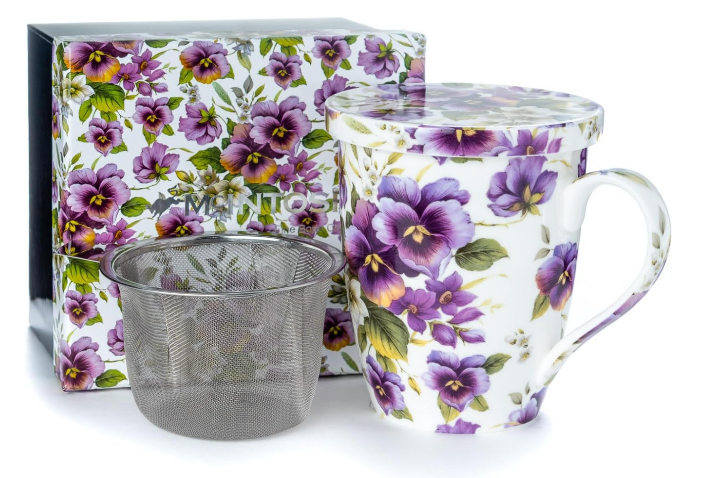Purple Pansies Mug with Infuser