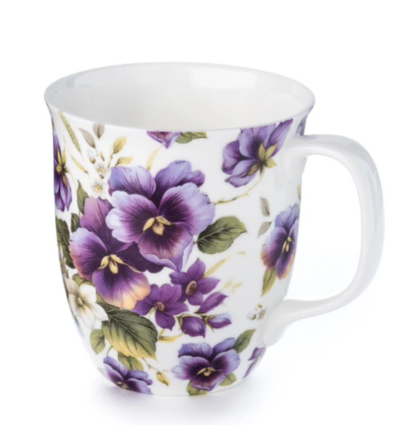 Purple Pansies Mug with Infuser