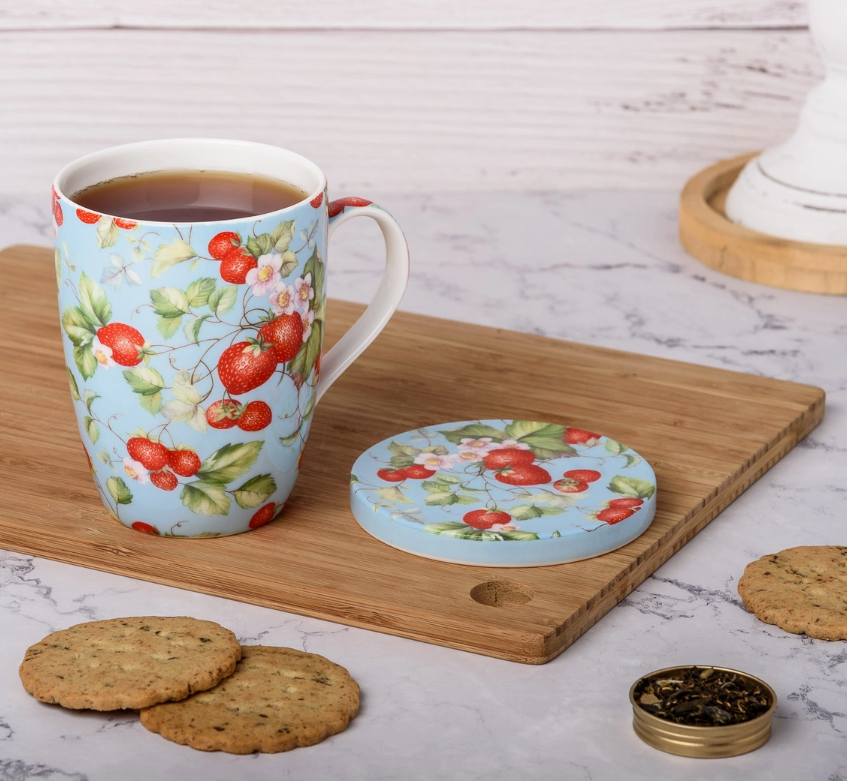Strawberries & Blossoms Mug with Infuser