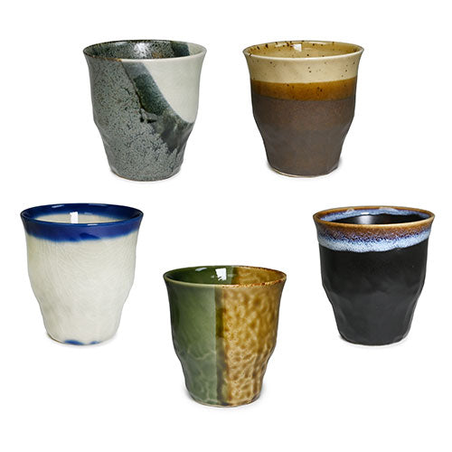 Zen Artisan Japanese Ceramic 5-Piece Teacup Gift Set – 10 oz. Capacity