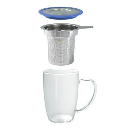Glass Tea Cup with Stainless Steel Infuser (Strainer) & Lid - Good Life Tea