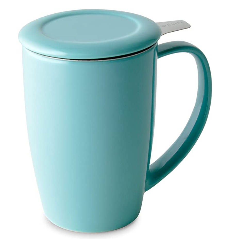 Ceramic Tea Mug with Infuser and Lid in Various Colors
