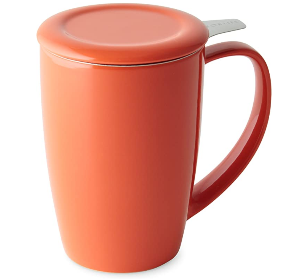 Ceramic Tea Mug with Infuser and Lid in Various Colors