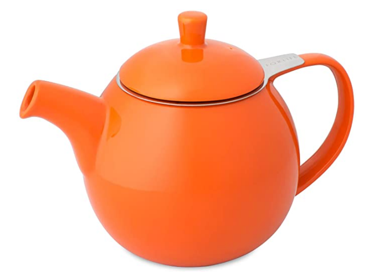 Round Ceramic Teapot with Loose Tea Infuser in Various Colors