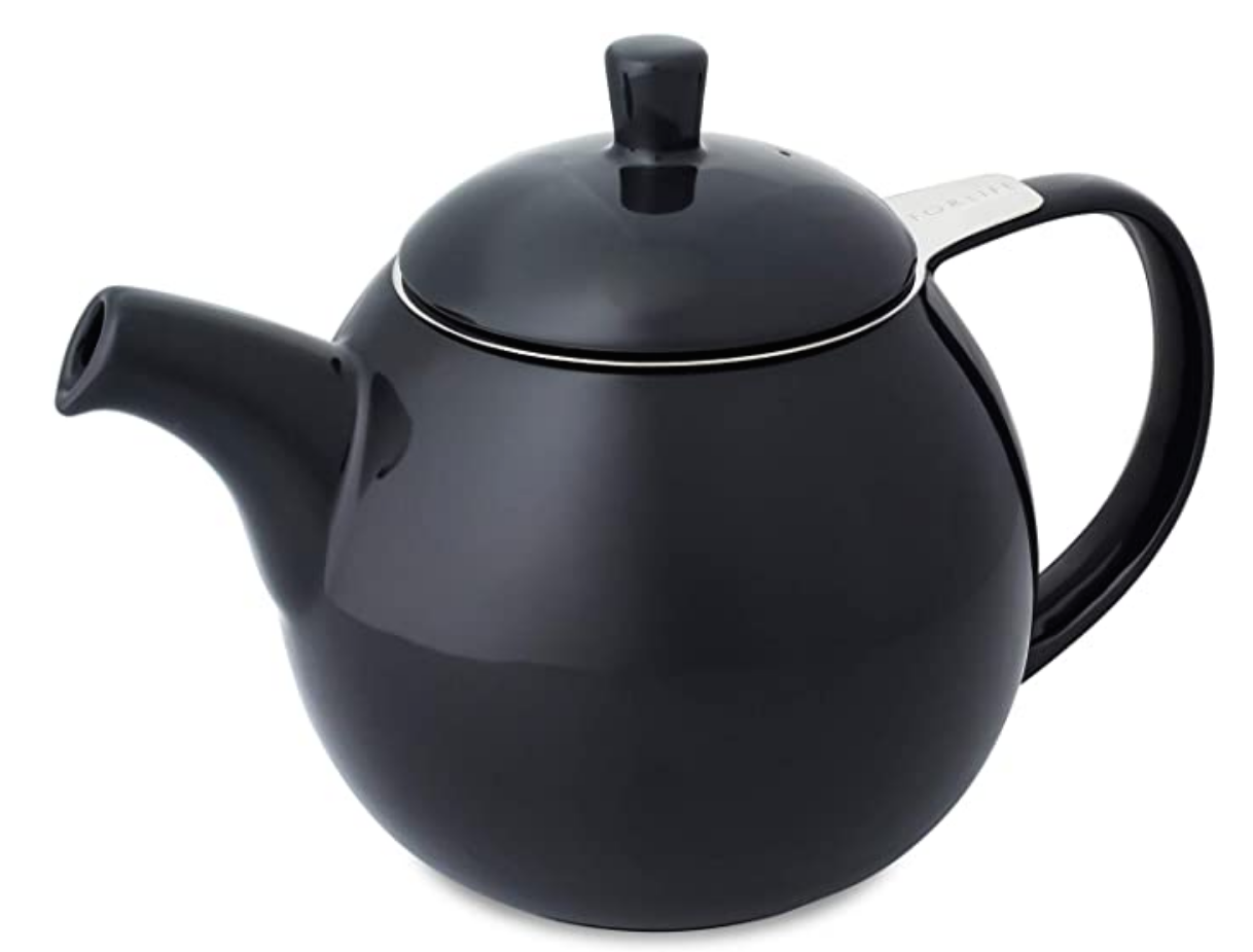 Round Ceramic Teapot with Loose Tea Infuser in Various Colors
