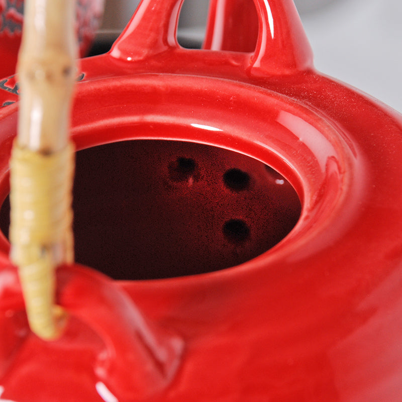 Red Good Fortune Tea Set w/ 4 cups - 28 ounces