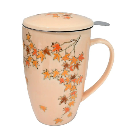 Porcelain Tea Mug with Infuser & Lid – 15 oz (Various Options)