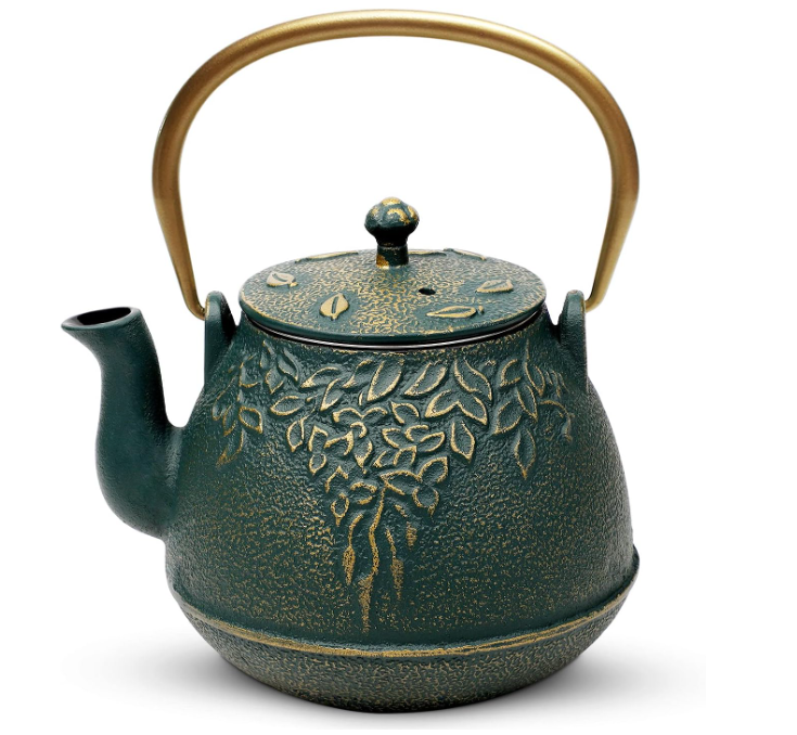 Emerald Leaf Cast Iron Teapot