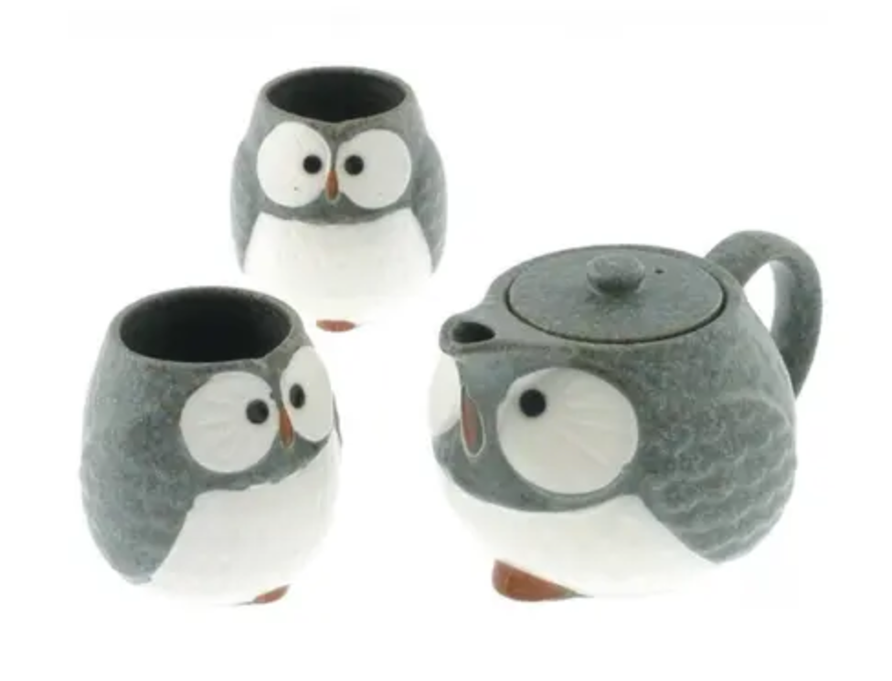 Gray/Blue Owl Tea Set