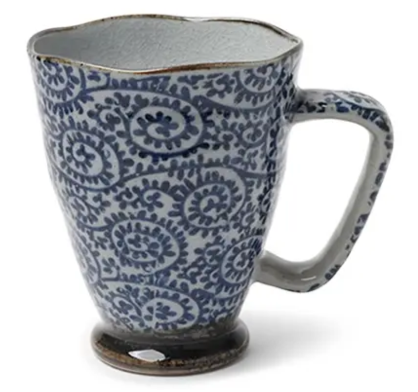 Tapered Mug with Blue Swirls