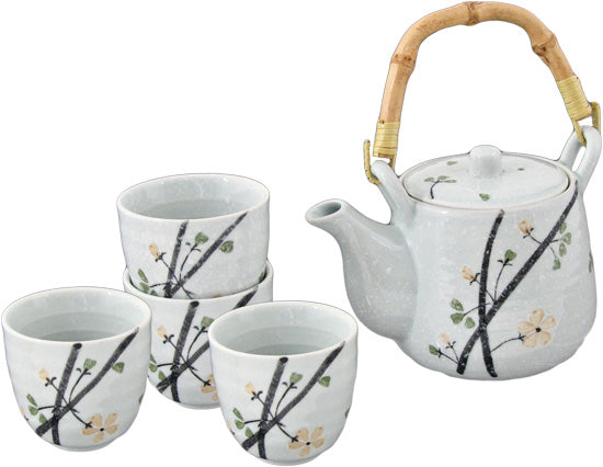 Cherry Blossom Branch Ceramic Teapot & Cup Set