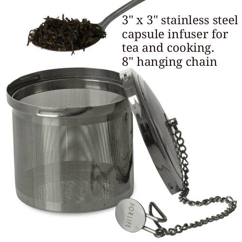 Large Stainless Steel tea infuser with hanging chain. - Good Life Tea