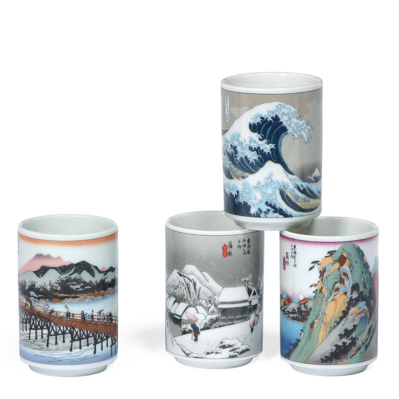 Japanese Tokaido woodblock print tea cups. - Good Life Tea