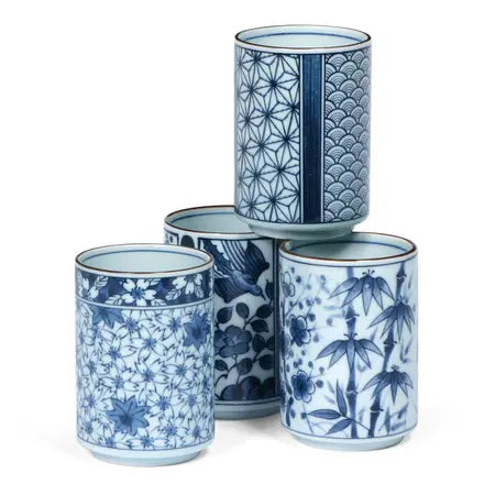 Blue and White Tea Cup Set - 8 ounces