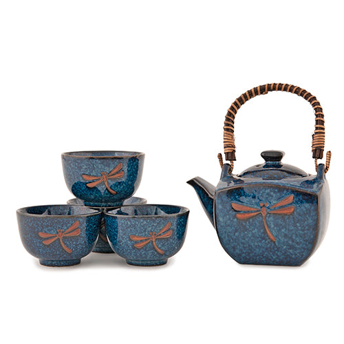 Blue Dragonfly Tea Set