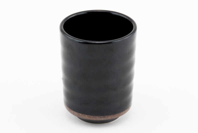 Black Japanese Tea Cup with Ridges - Good Life Tea