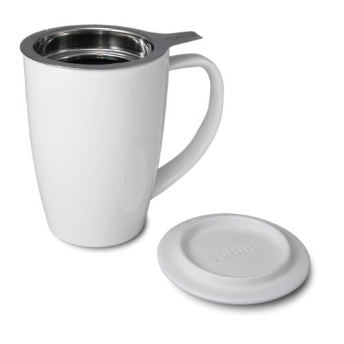 Porcelain Personal Tea Mug with Stainless Steel Infuser - 12oz