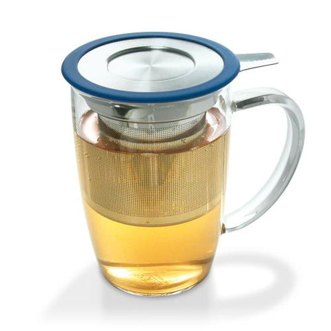 Glass Tea Cup with Stainless Steel Infuser (Strainer) & Lid - Good Life Tea