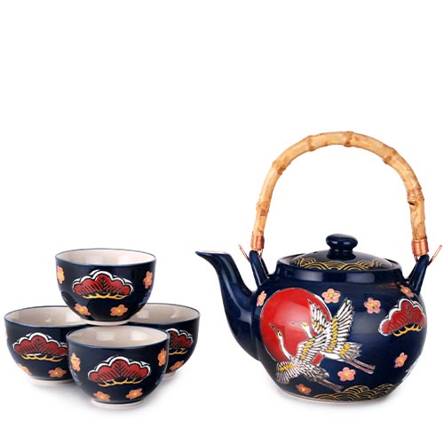 Red Sun and Heron Tea Set