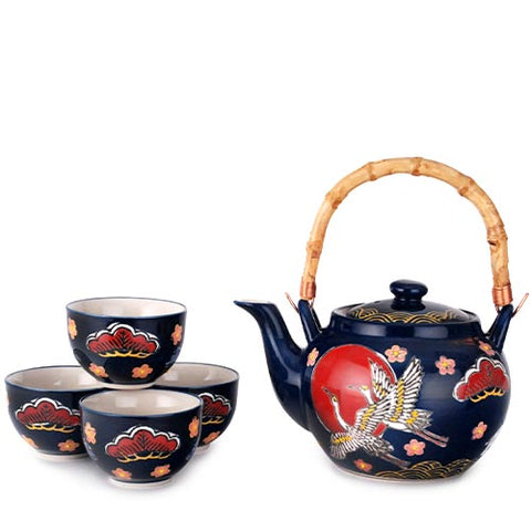 Red Sun and Heron Tea Set